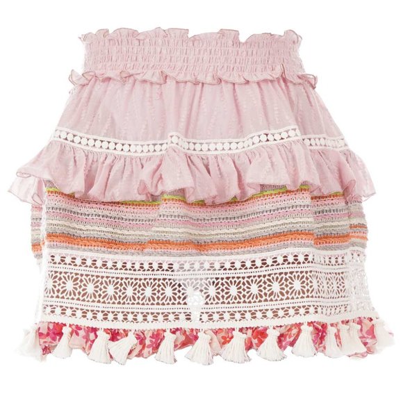 2ps CHIO setup Ruffled Mini Skirt + Macrame smocked crop Sexy set - Picture 2 of 10